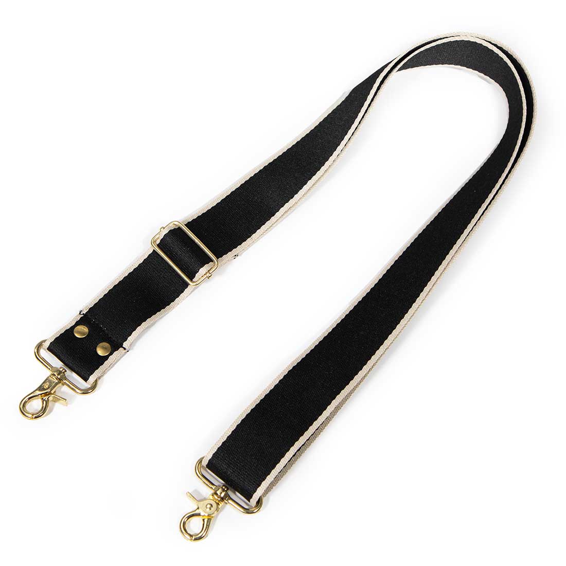 Cotton Striped Cross Body/Shoulder Strap- Black/Ivory