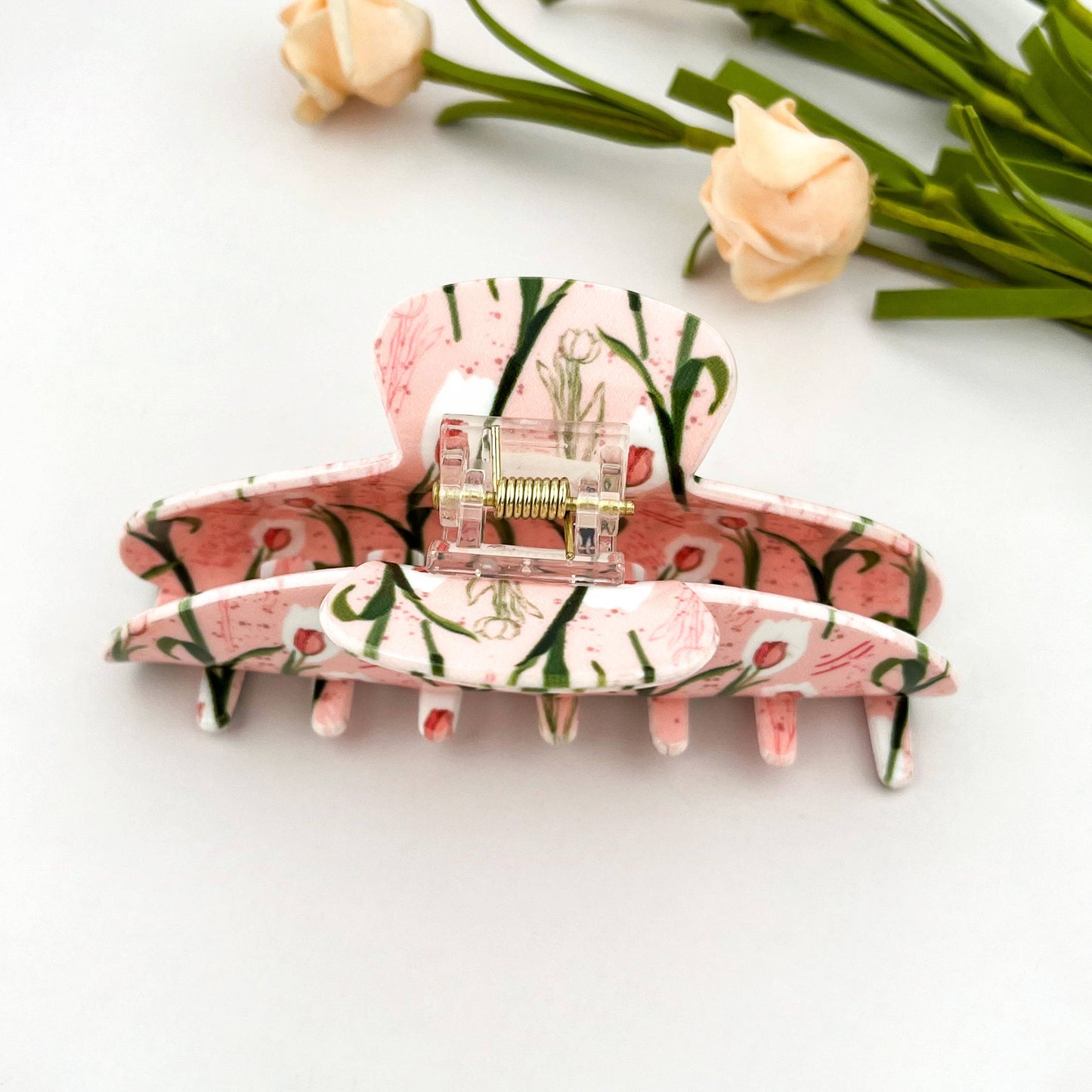 Romantic Pink Tulip Acetate Claw Clip-spring gift