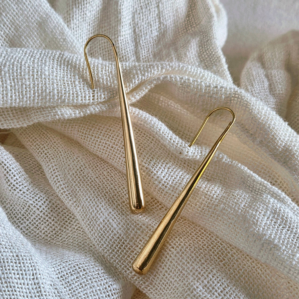 Brass drip earrings molten brass collection