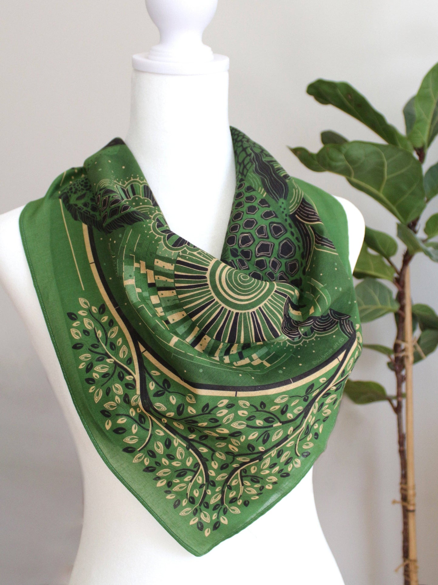 Giraffe, "Surya" in the Grassland Bandana Scarf (Olive Green)