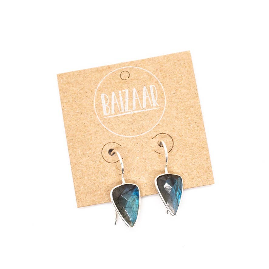 Teardrop Triangle Stone Earring - Moonstone, Labradorite