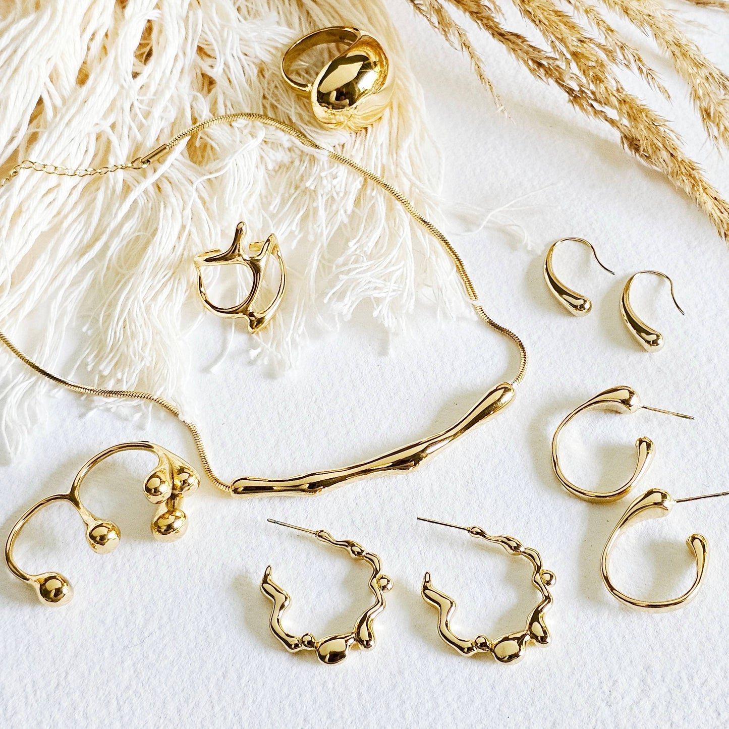 Mini Drop Hoop Earrings Gold Plated