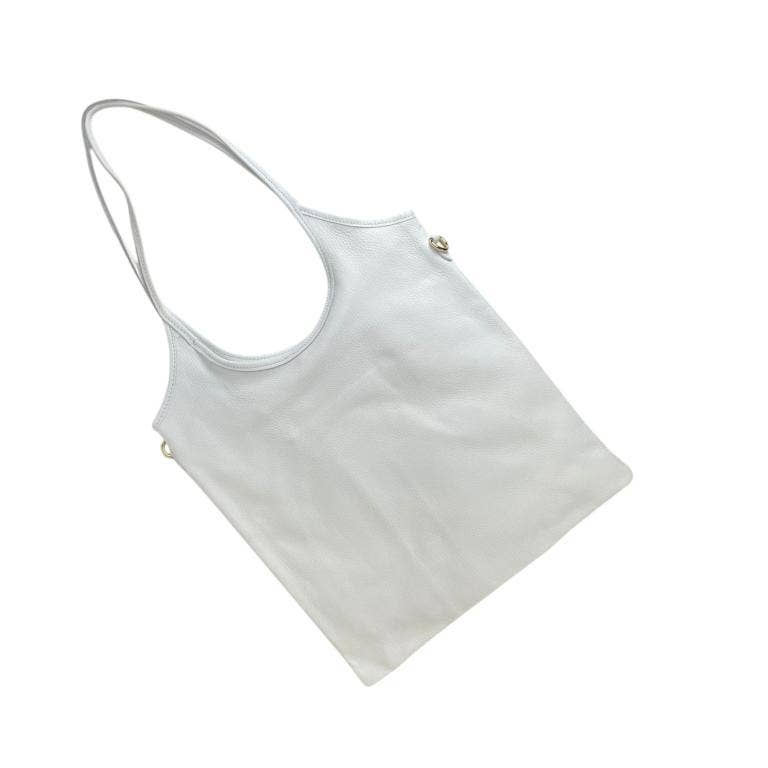 Leather Bag with Long Handles and Crossbody Strap