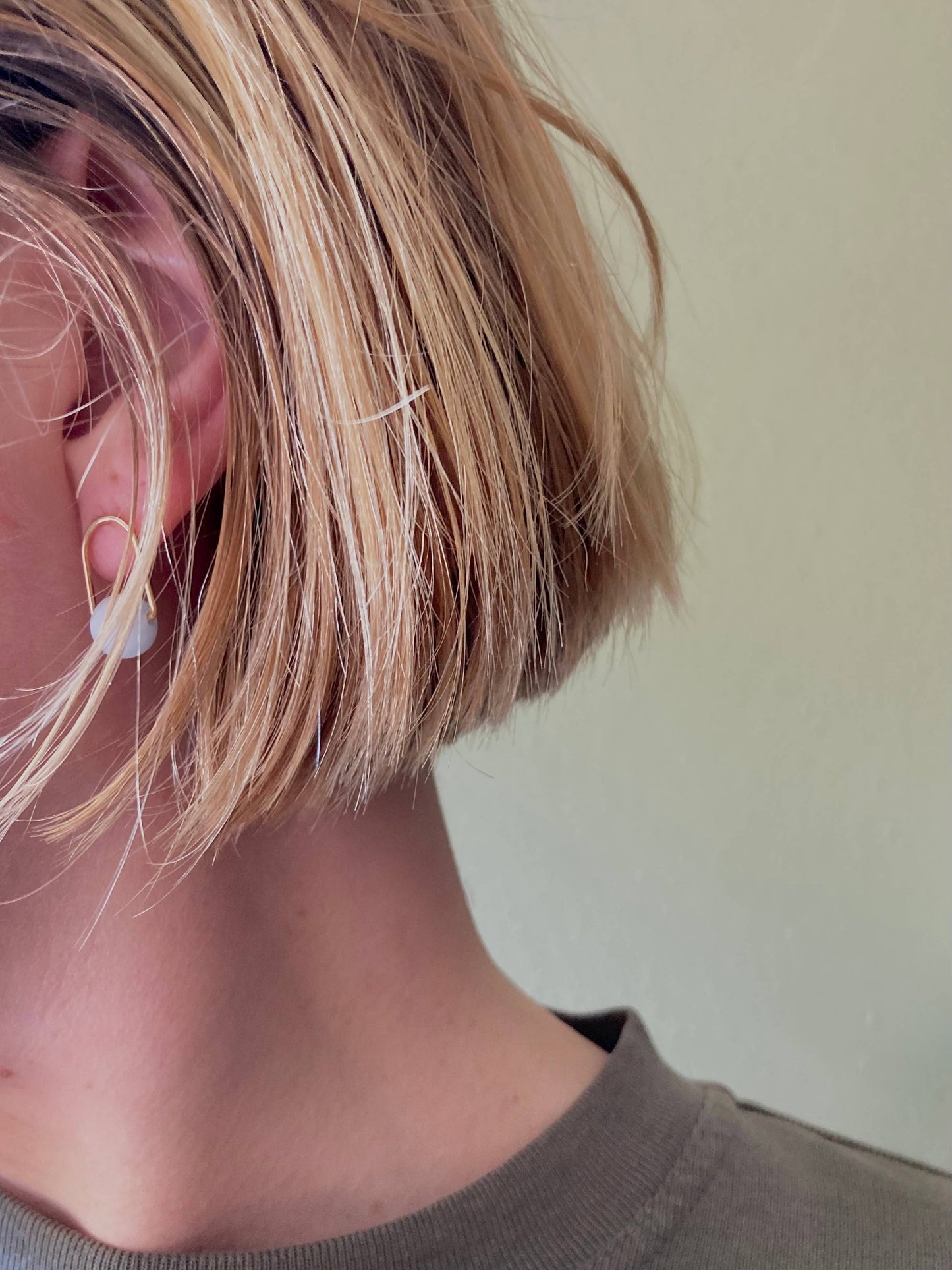 Cove Stud - Minimal Gemstone Arc Frame Stud in Warm Tones
