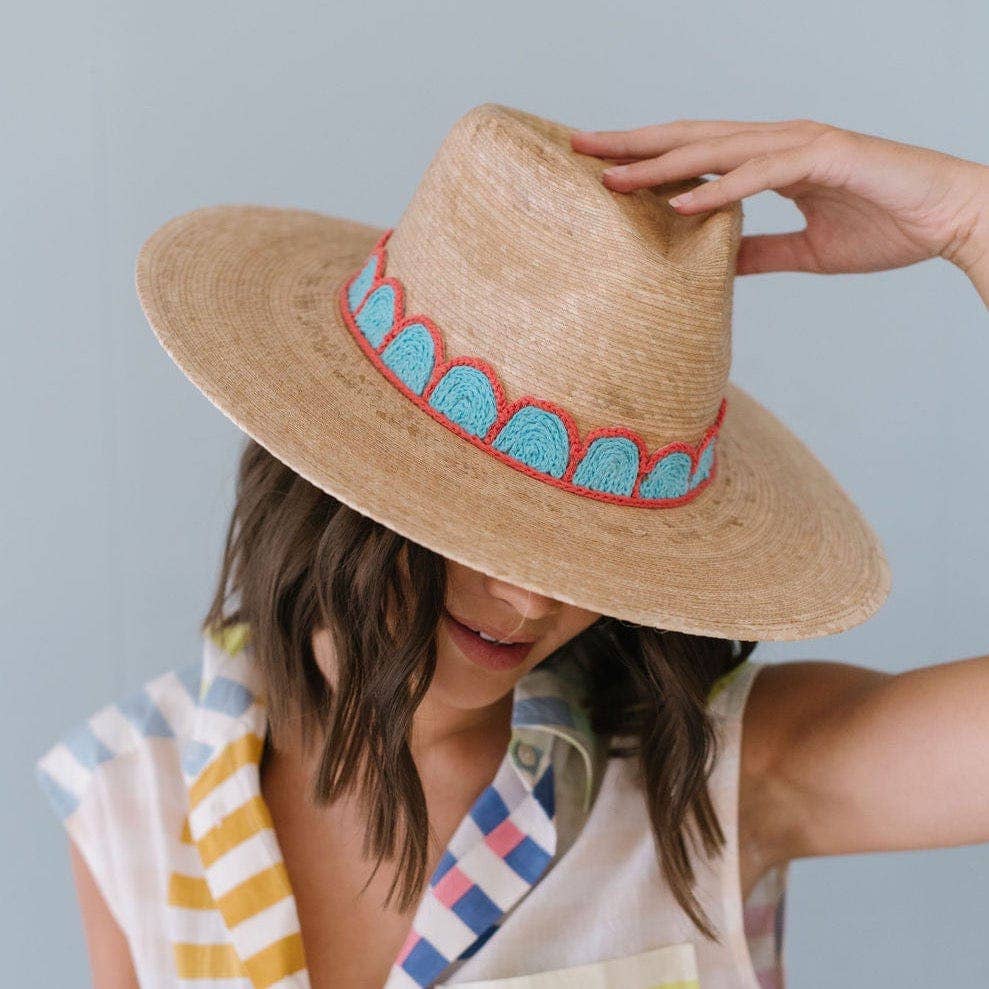 Gloria Turquoise Crochet Palm Hat