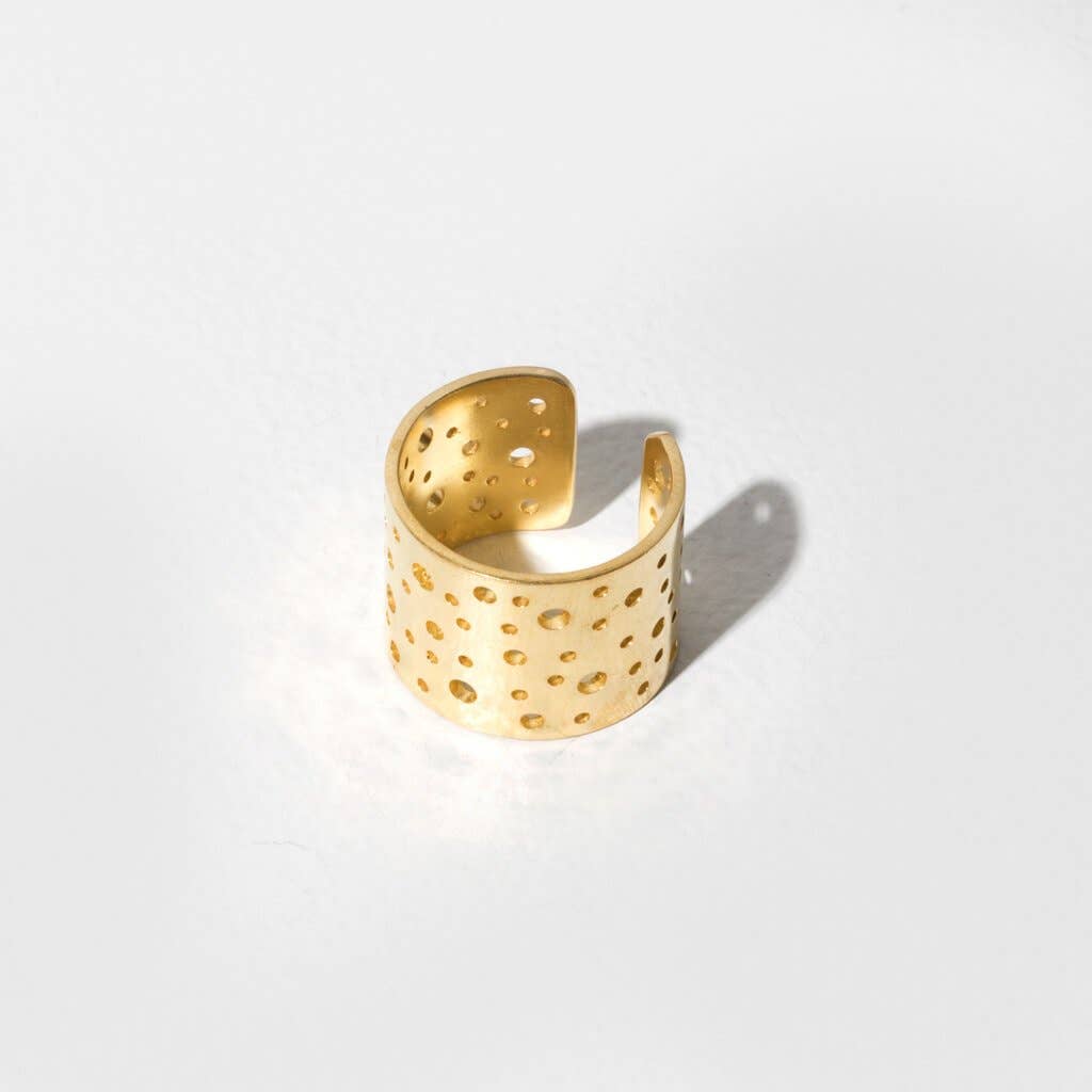 Moon Adjustable Cuff Ring | Brass