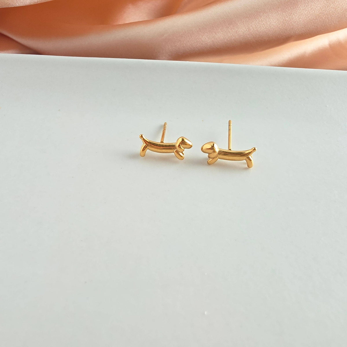 Luxe Dainty Dachshund Studs - Gold // Earrings, Jewelry, Dog