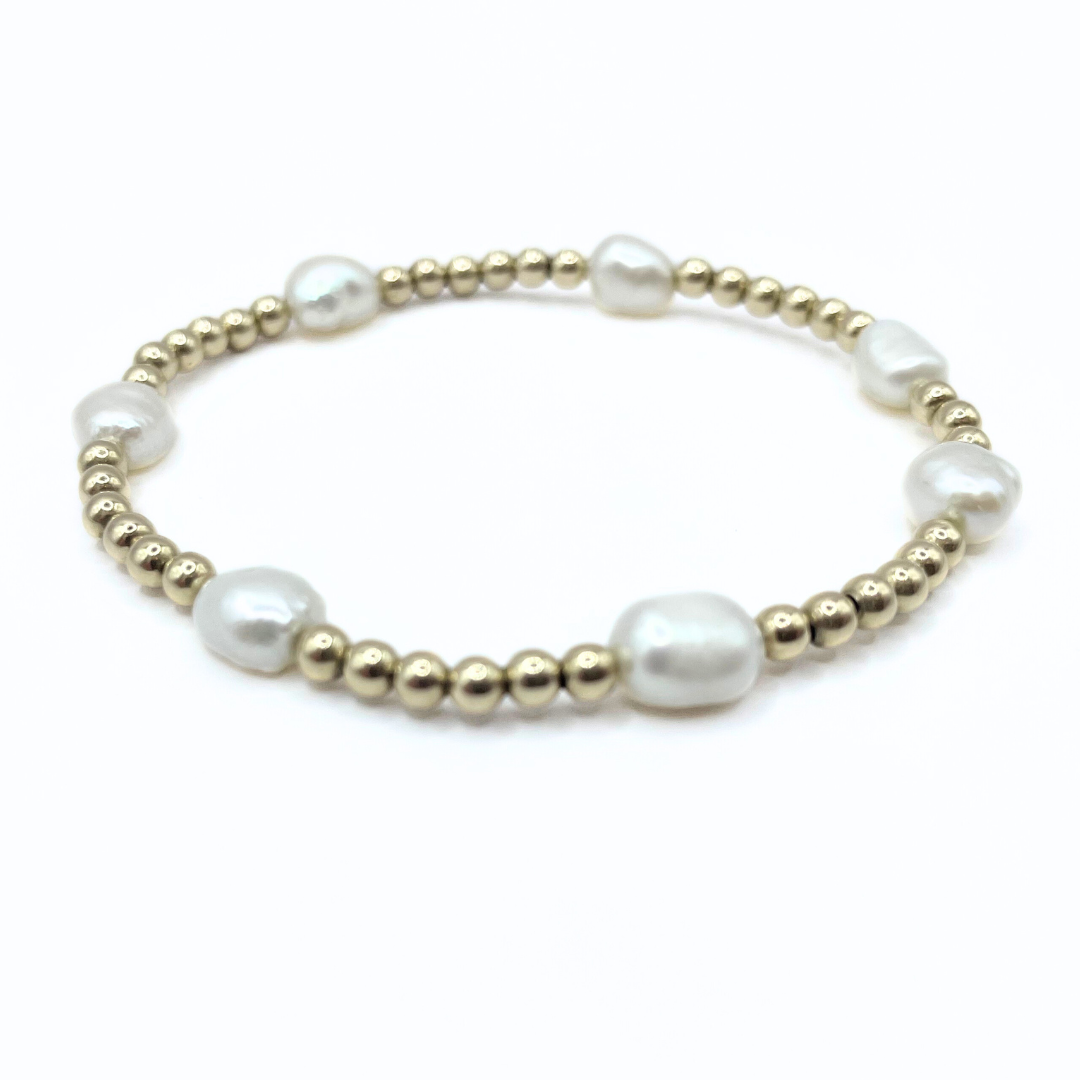 #HH - Baroque Patterned Pearl Bracelet in 14k Gold-Filled-BQPAT-7