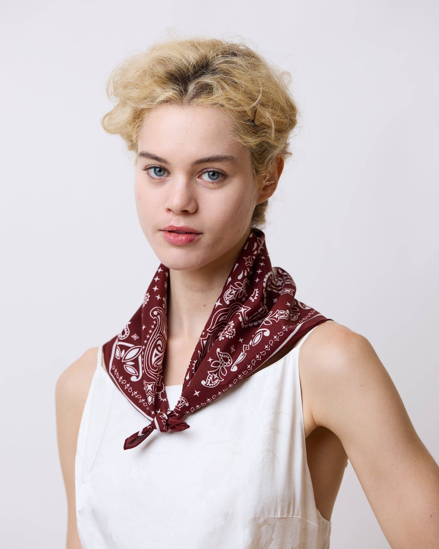 “Paisley" Silk Bandana Scarf - Rodeo Red