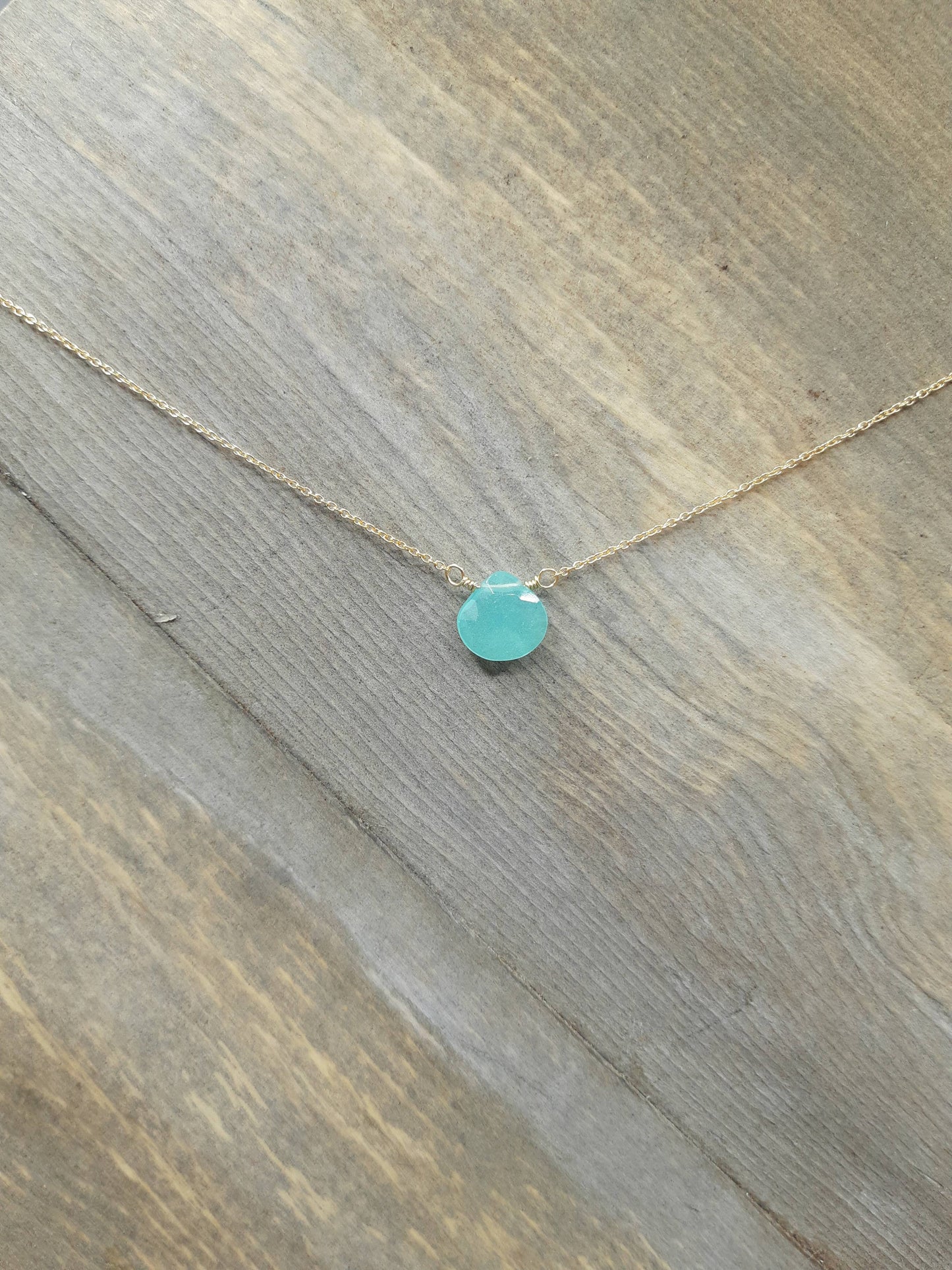 Blue Chalcedony Center Bead Necklace | 14K Gold-Fill