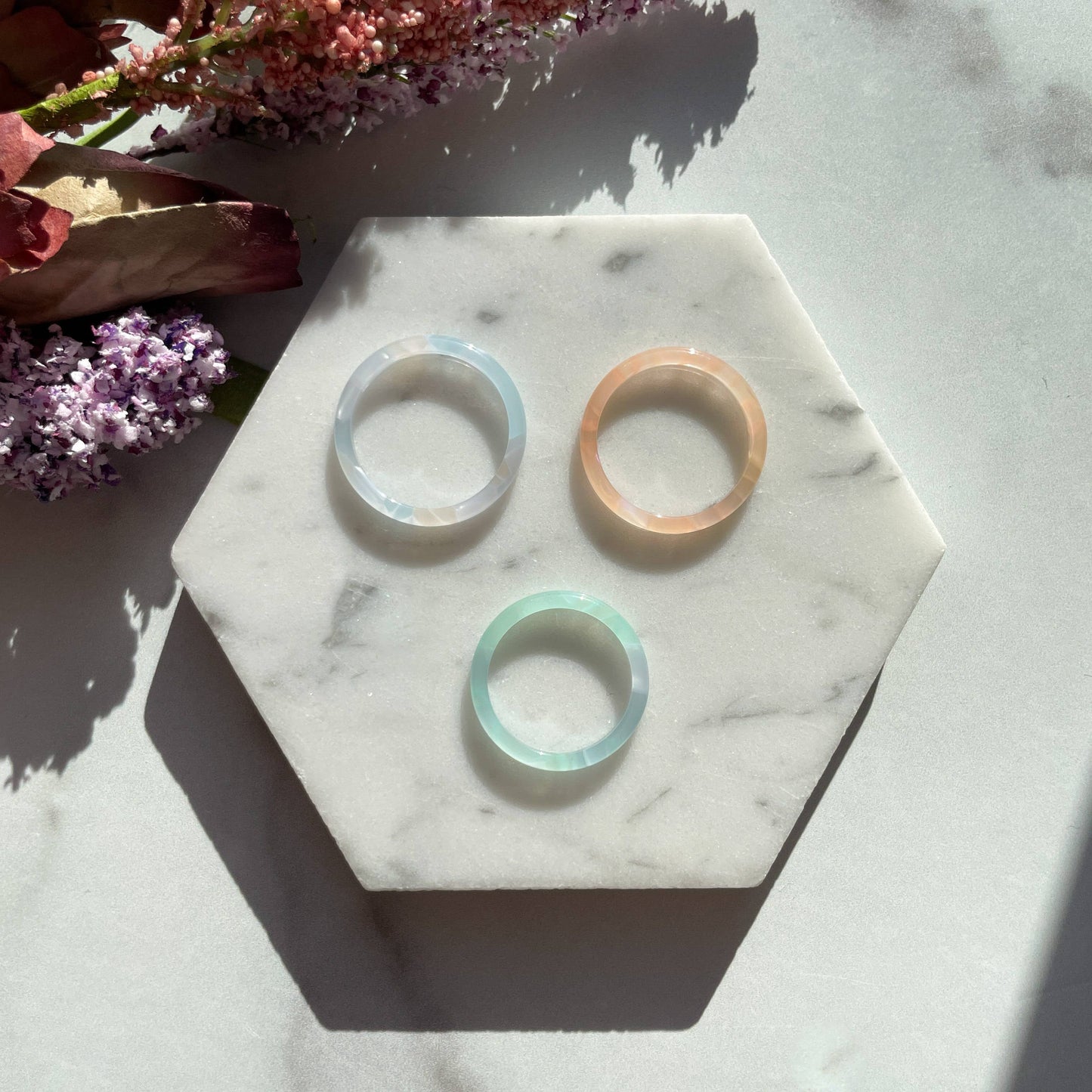 Spring Round Ring Collection Resin Stacking Rings