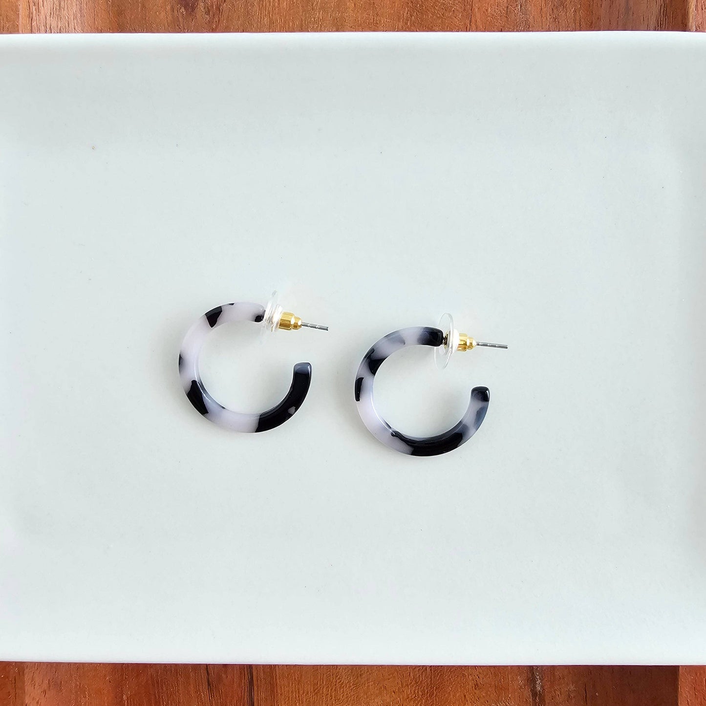 Cam Mini Hoops - Snow Tortoise // Jewelry, Earrings, Fall