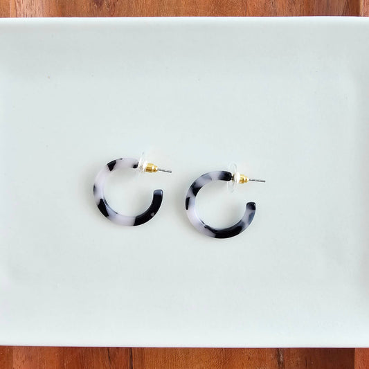 Cam Mini Hoops - Snow Tortoise // Jewelry, Earrings, Fall
