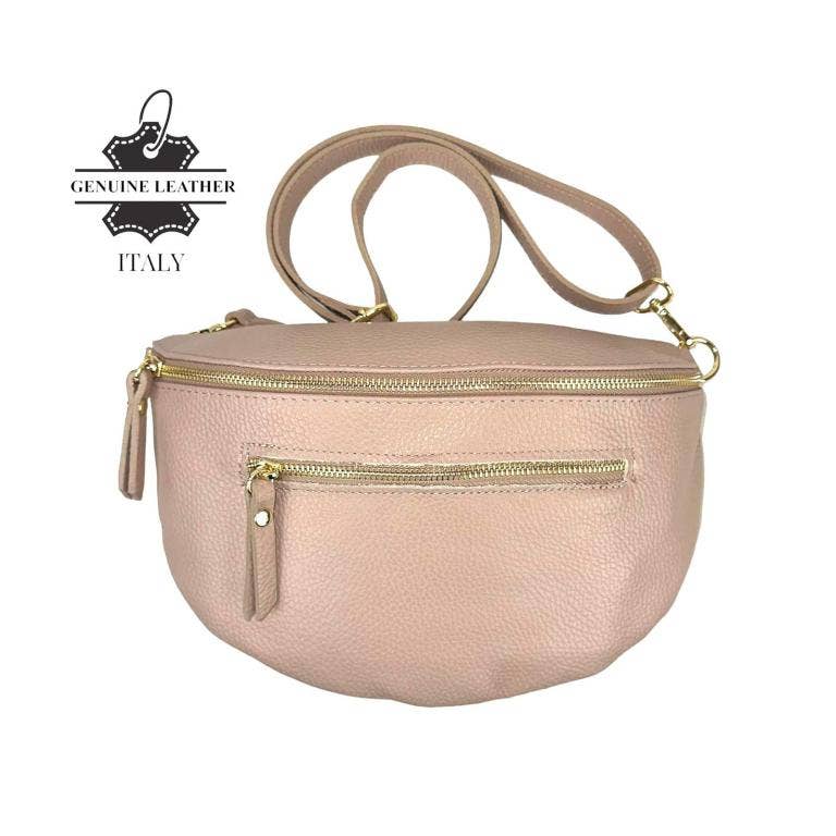 Large Italian Leather Waist/Crossbody Bag with Front Pocket