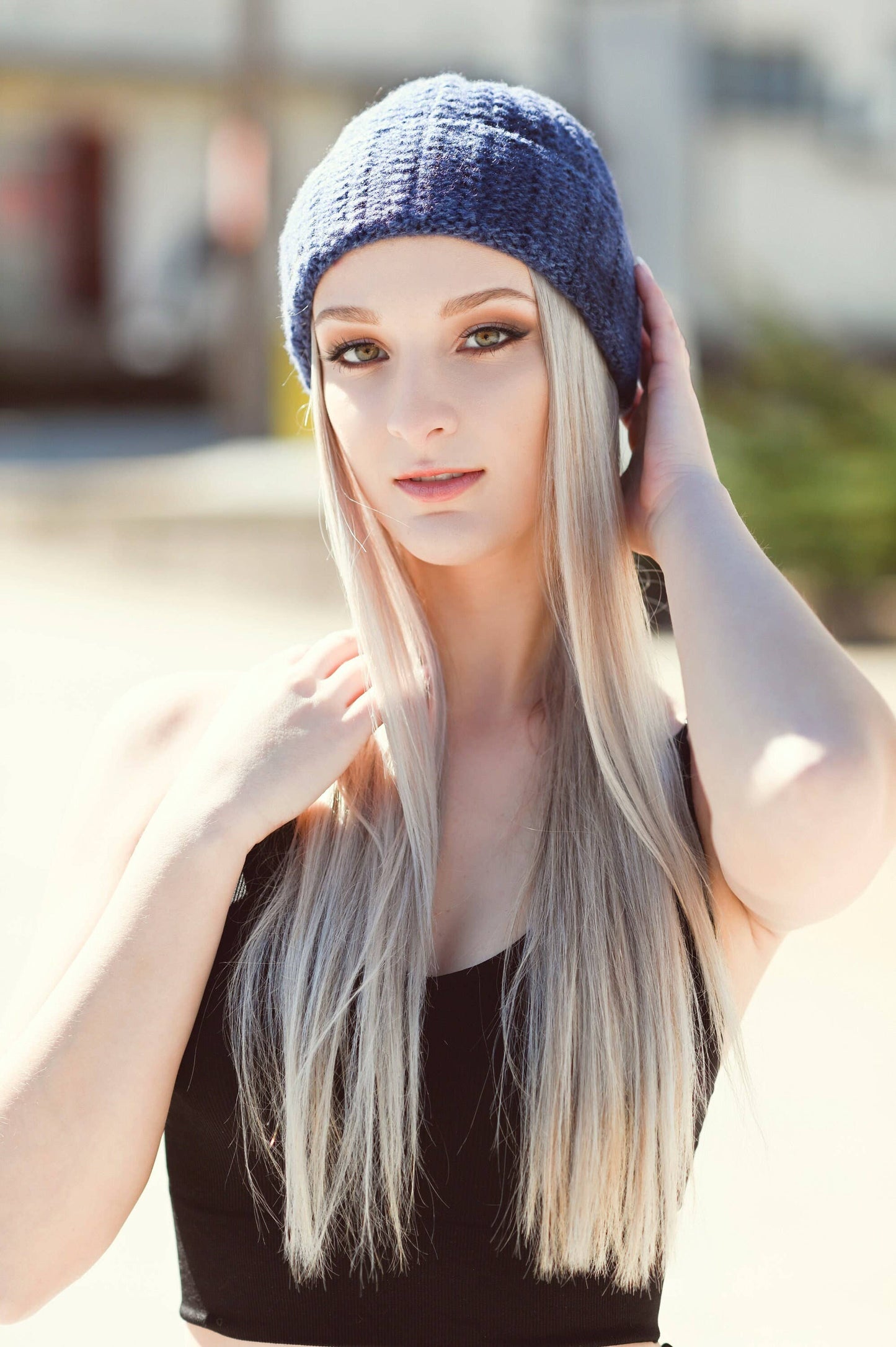 Rolled Cuff Cashmere Chunky Knit Beanie Warm Winter Hat