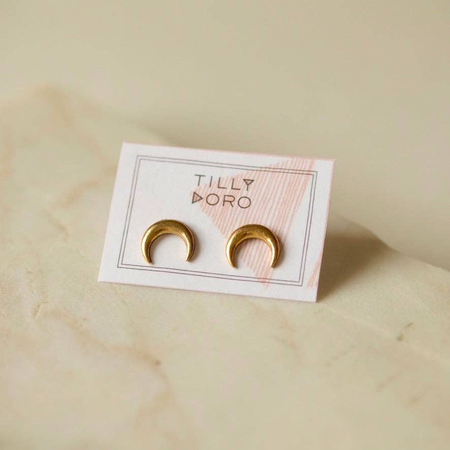 Large Crescent stud earring - #TD8