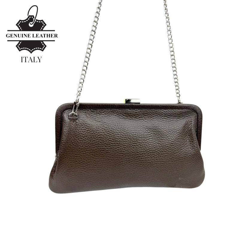 Italian Leather Clutch Bag with Chain Handle. Promo 58052