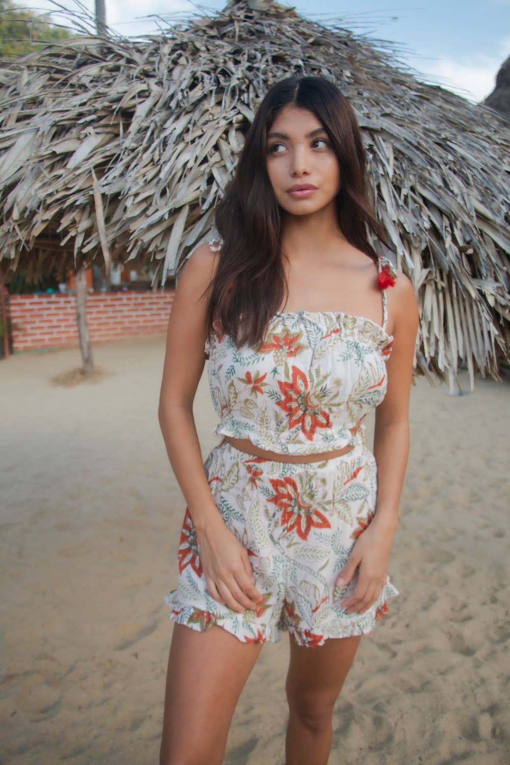 Isla Crop Top and Ruffle Shorts (Serenity)