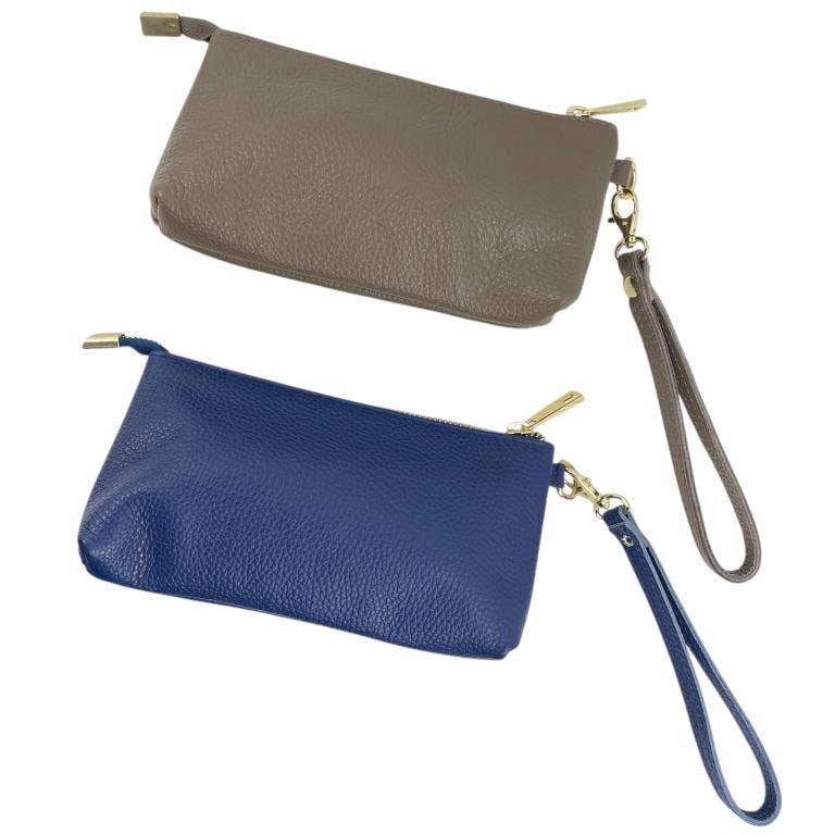 Italian Leather Toiletry Bag with Removable Short Handle