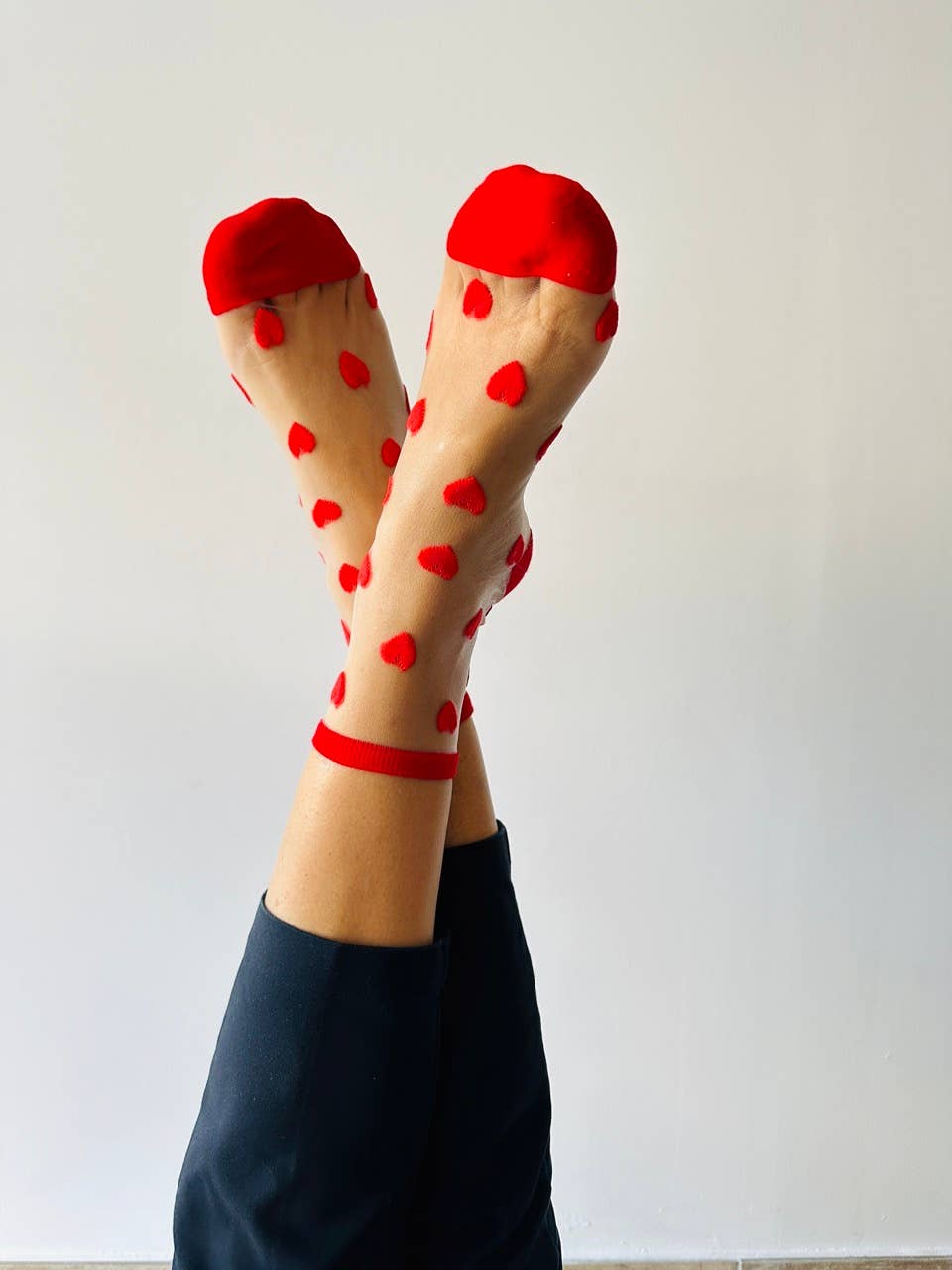 Laure socks with red hearts - ankle socks