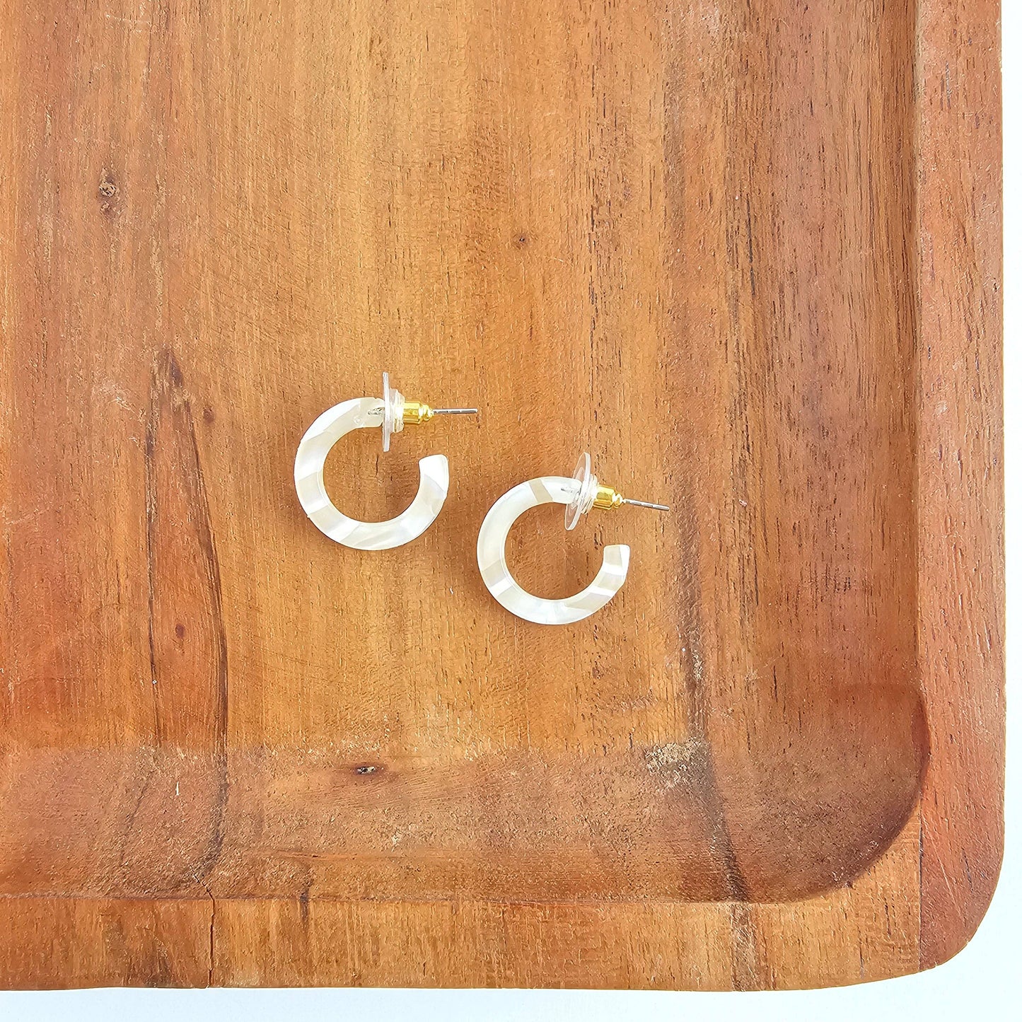 Micro Cam Mini Hoops - Ivory // Spring Summer Earrings