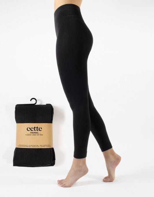 Thermal Footless Tights 300 DEN Fleece inner, Opaque Tights