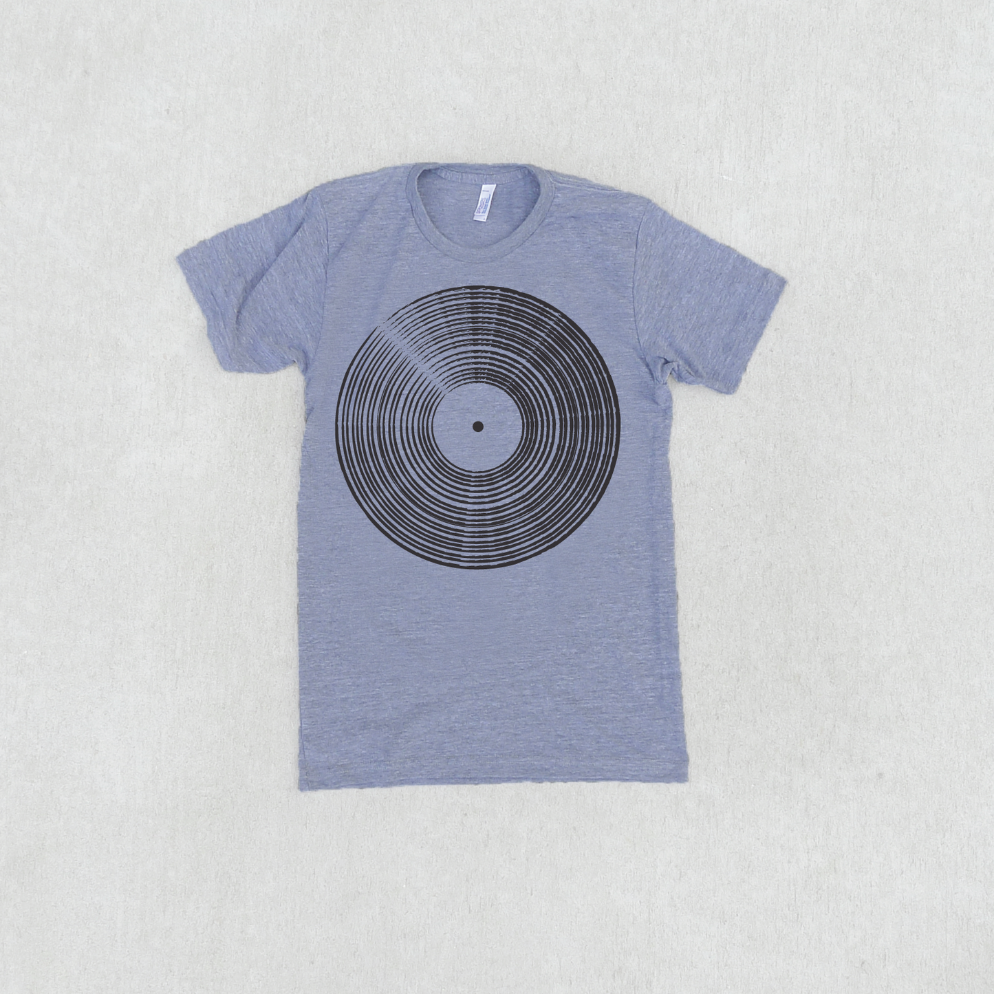 Vinyl Record LP Men's DJ Tee Shirt Gray Made in USA