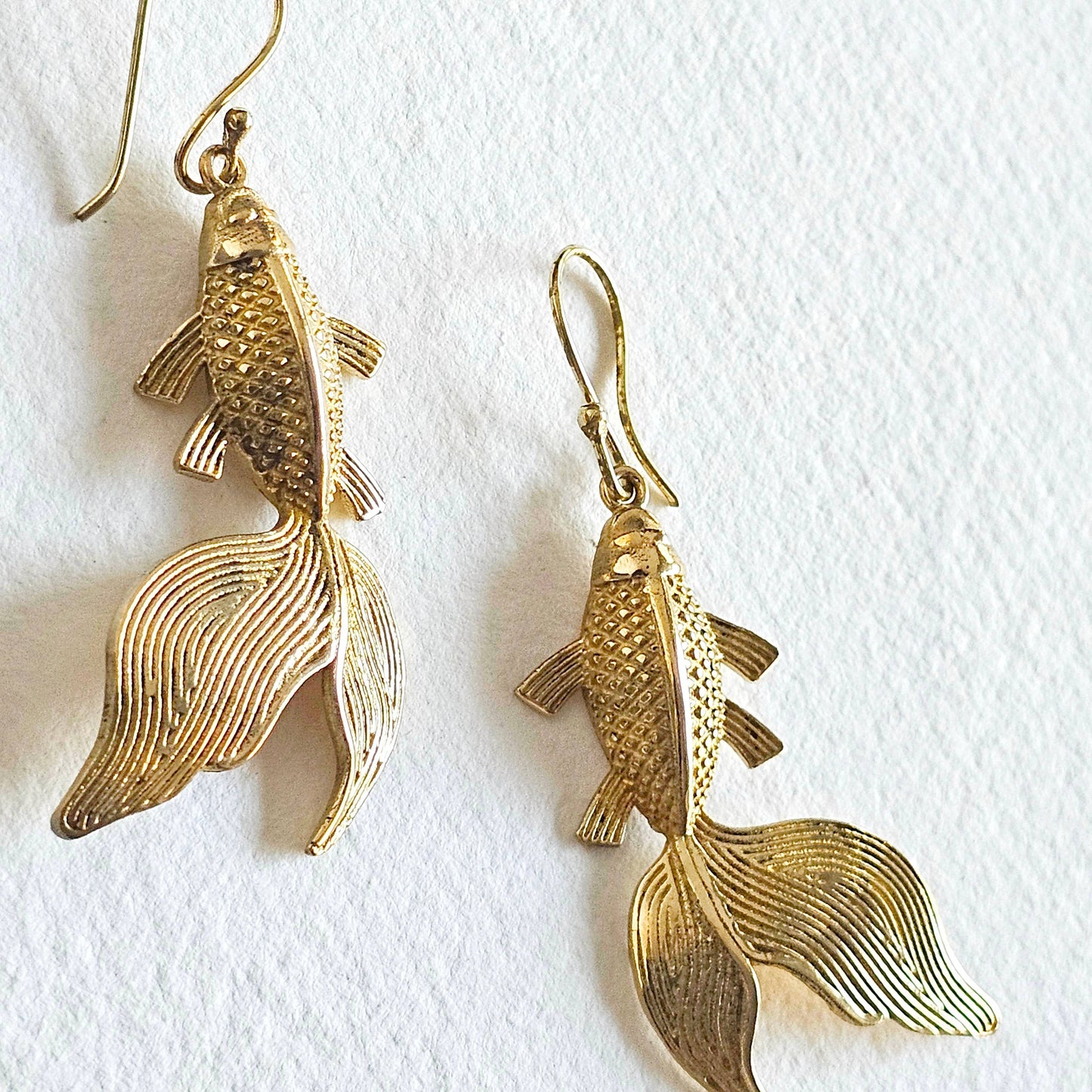 Brass Koi fish design hanging earrings handmade #BX40