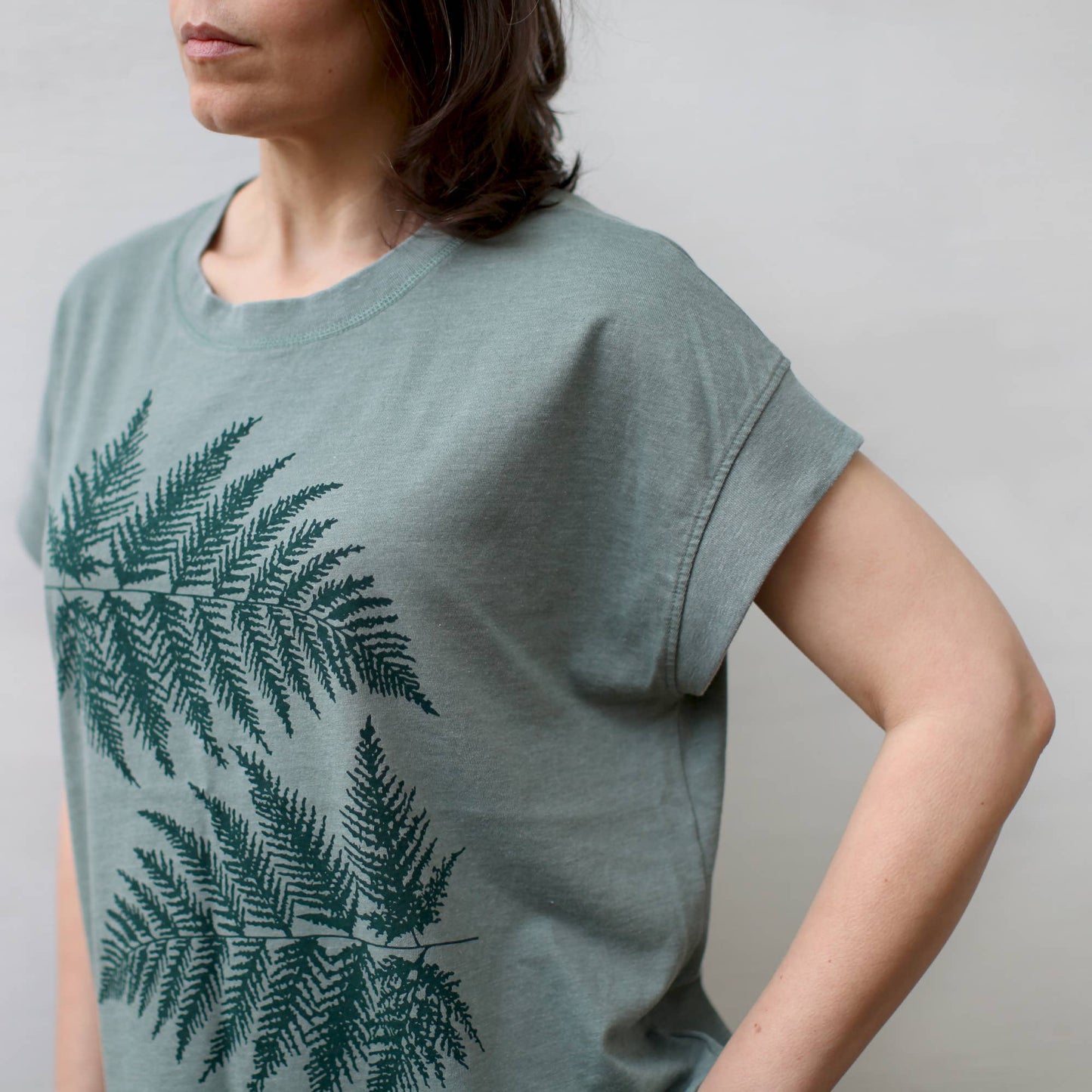 Fern Leaves Women's Loose Fit Boxy Tee Green