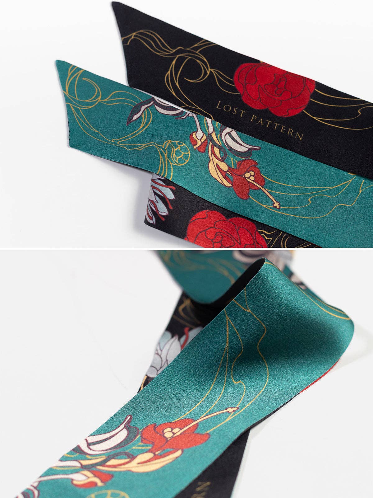 Dream Hunter Silk Skinny Scarf | Emerald Green