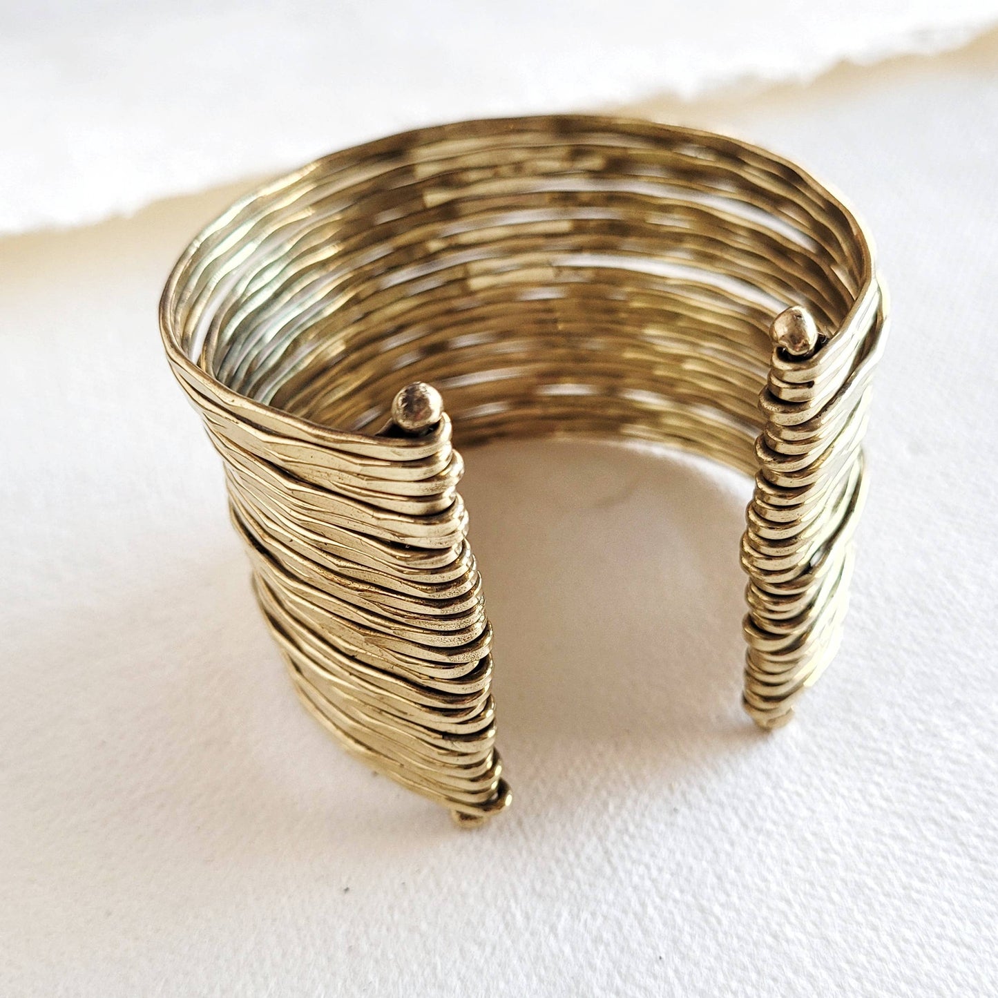 Brass multi layered wire cuff bracelet bohemian style