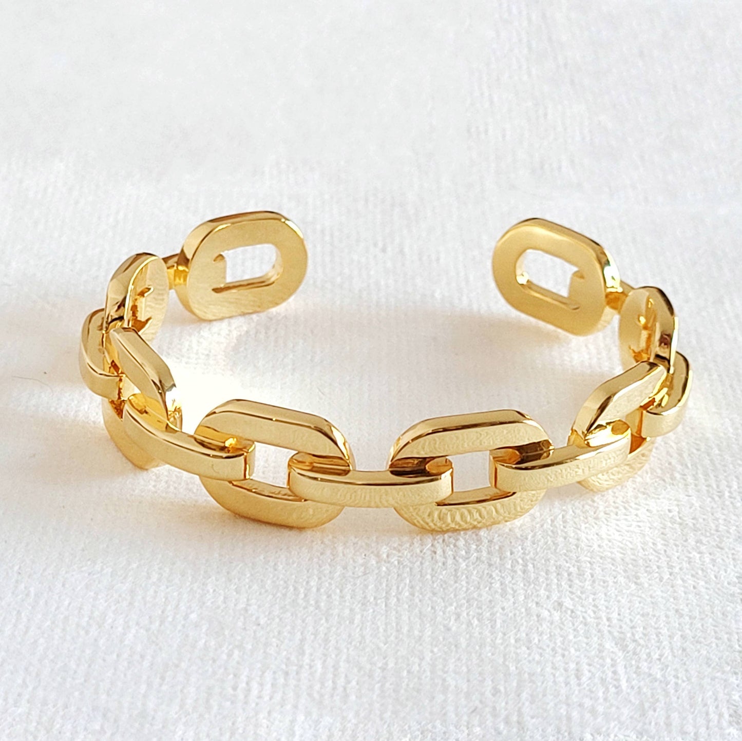 Gold plated 18k links cuff bangle bracelet #BX04