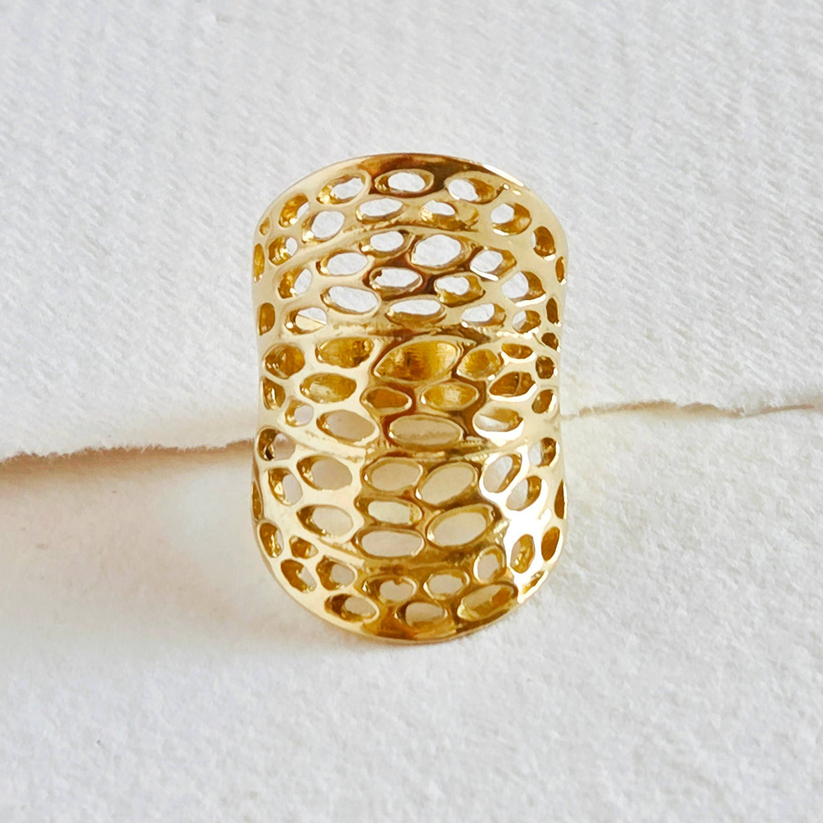 Solid brass open freeform design Morel ring