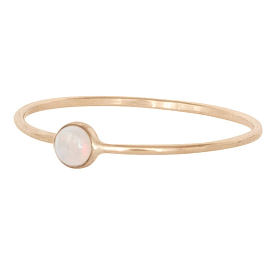 Tiny Australian Opal Gemstone Micro Dot Stacking Ring