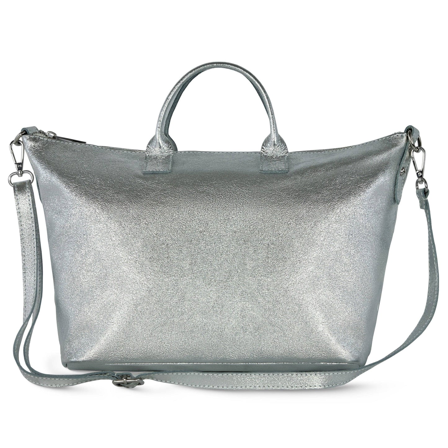 Italian Genuine Metallic Suede Top-Handle Bag 112334