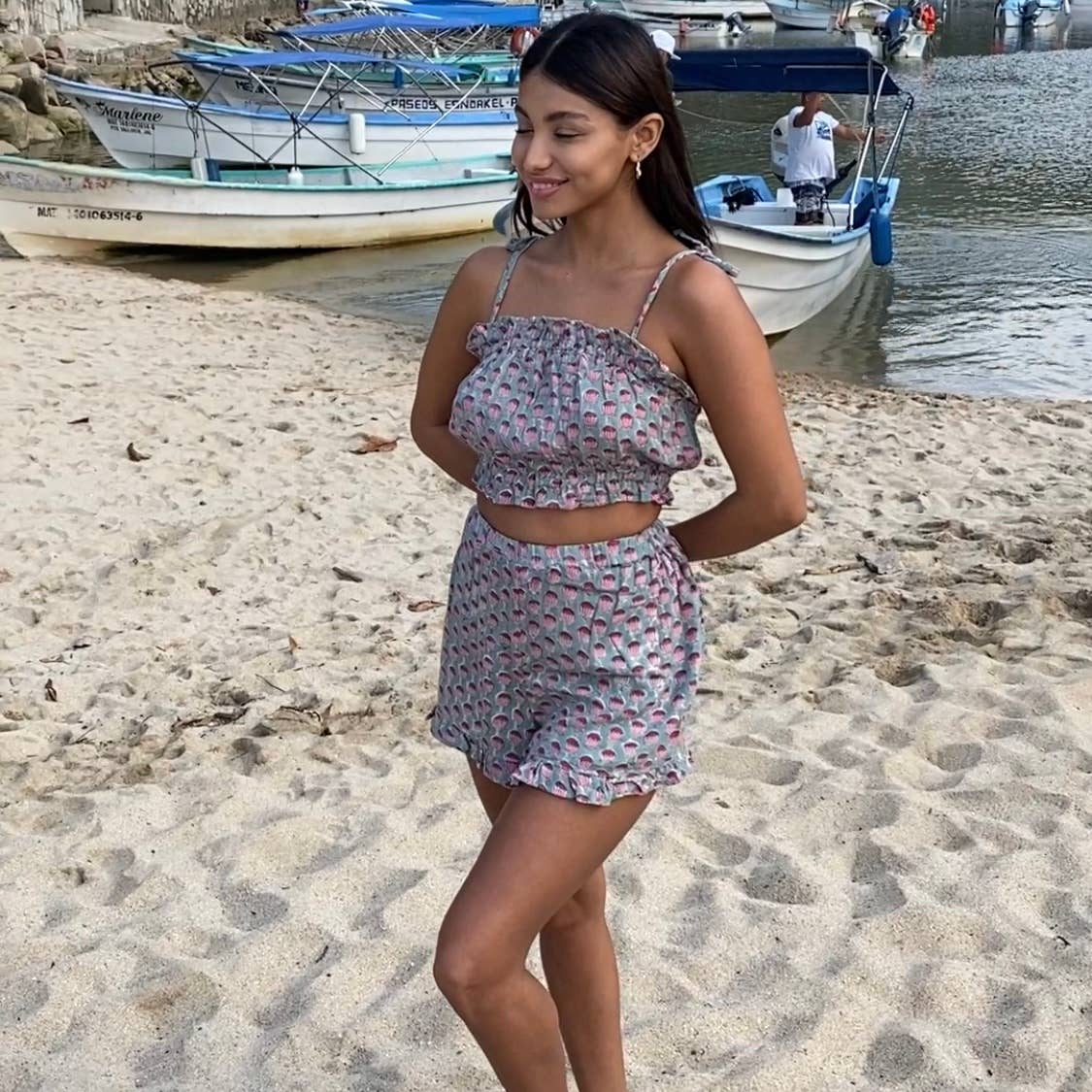 Isla Crop Top and Ruffle Shorts (Lotus)