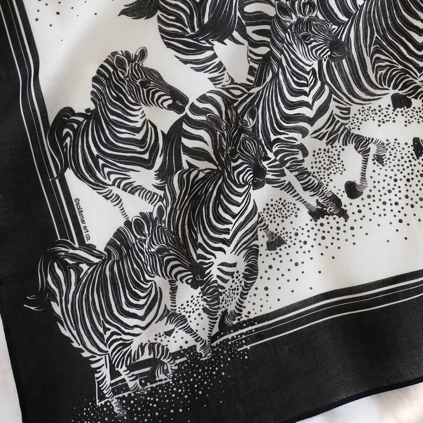 Zebra, "New Beginning" Bandana Scarf (B&W)