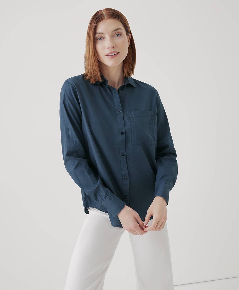 Sunset Lightweight Cotton Classic Shirt | French Navy