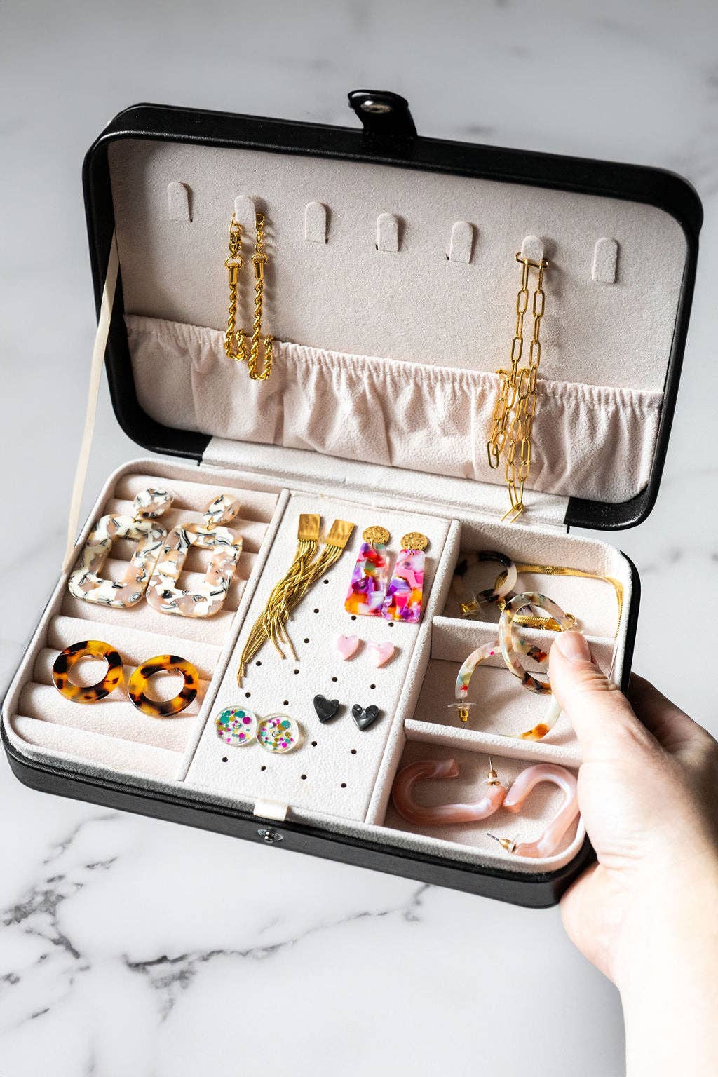 Jewelry Travel Case Box - Black // Gift, Storage