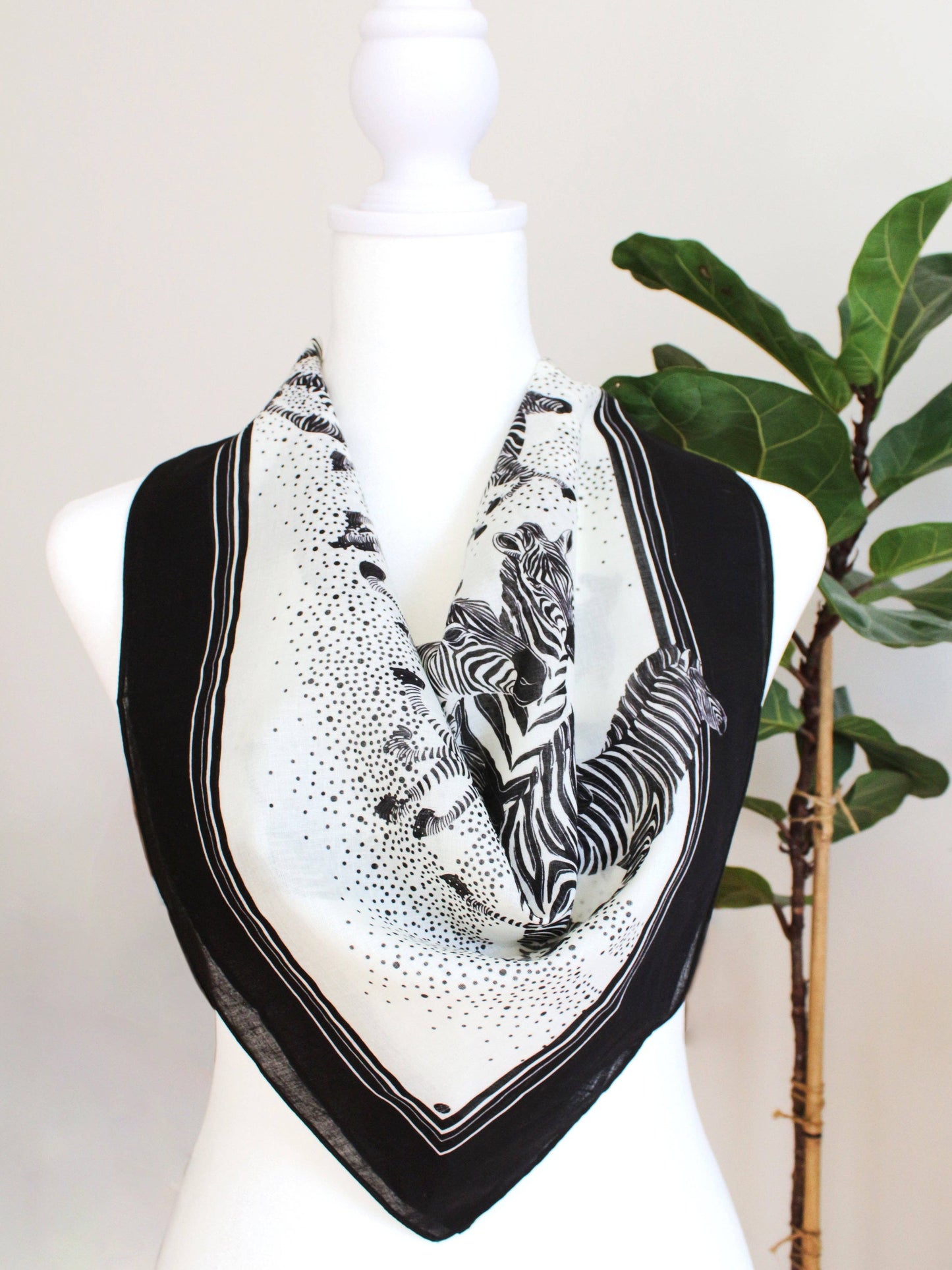 Zebra, "New Beginning" Bandana Scarf (B&W)