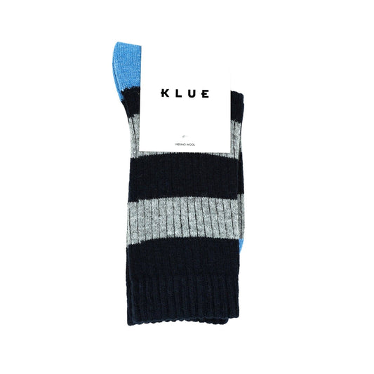 KLUE Merino Wool socks with Stripes | Navy and Grey