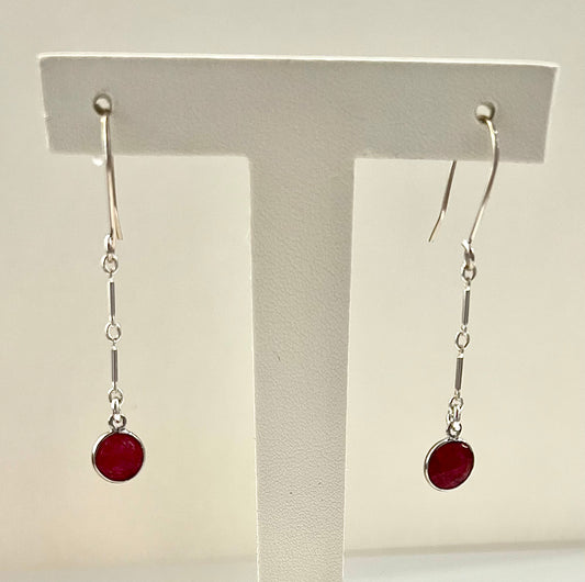 Drop Circle Ruby Earrings