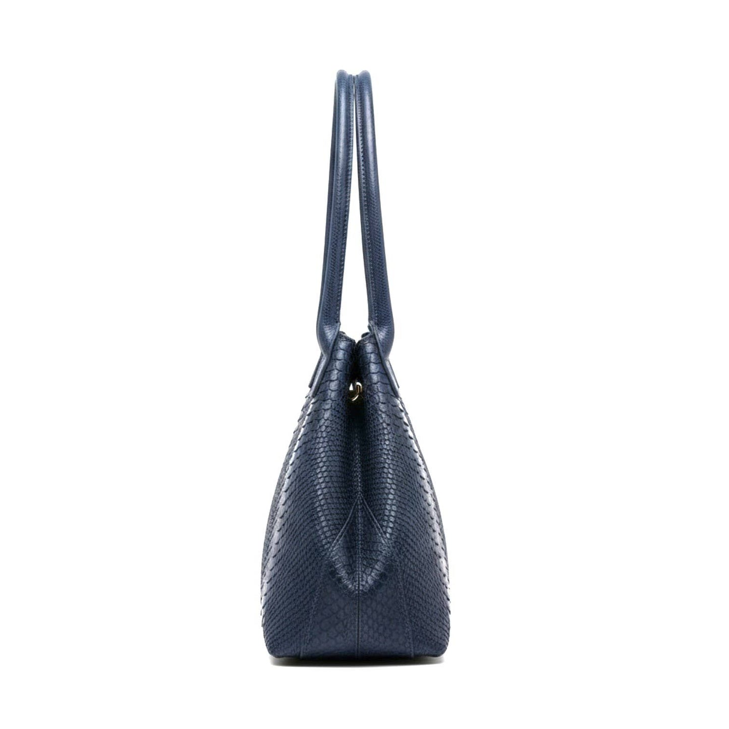 LOLA – Italian Python-Embossed Leather Bag – Navy