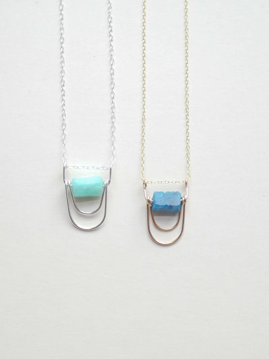 Ripple Necklace - Delicate Raw Gemstone Pendant