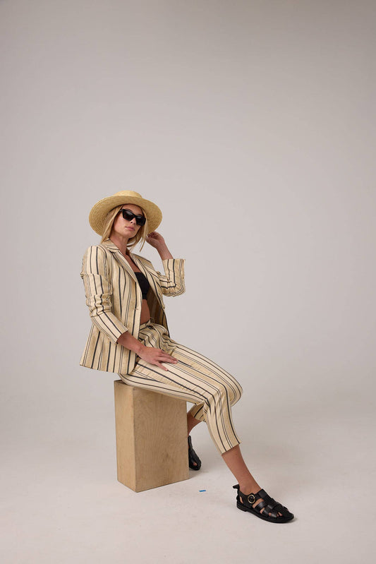 Rome Jacquard Pants - Gold Stripes