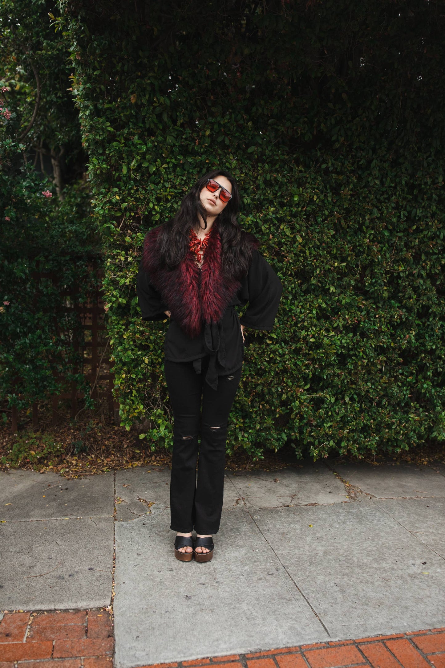 Oxblood Faux Fur Collar