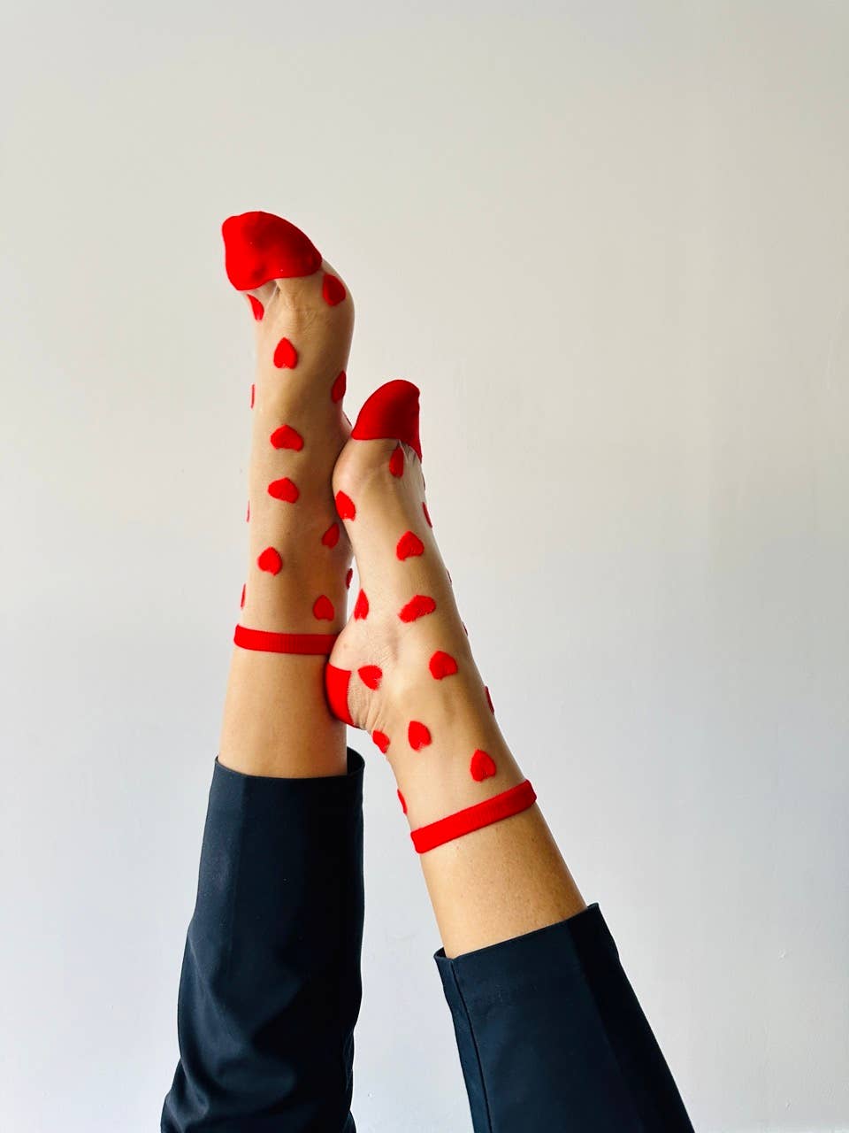 Laure socks with red hearts - ankle socks