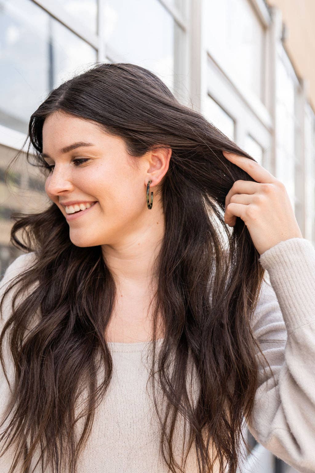 Camy Hoops - Olive Tortoise // Jewelry, Earrings, Fall