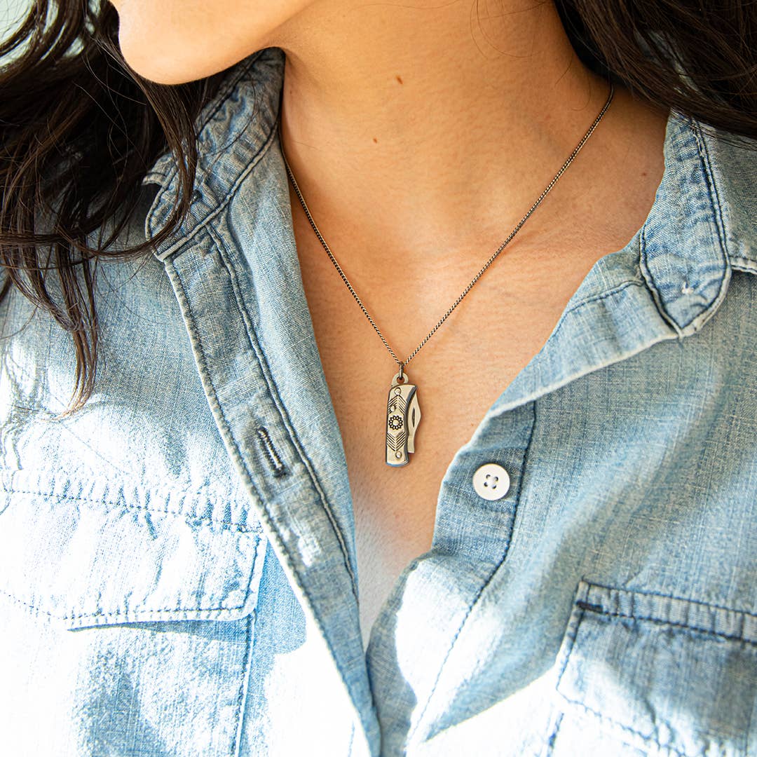 Silver Wildflower Knife Necklace