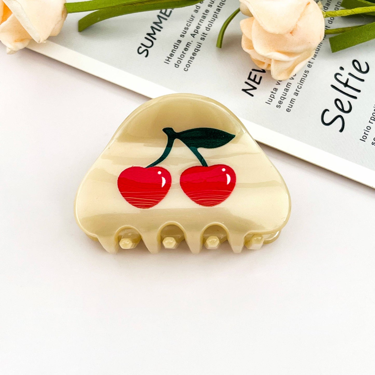 Petite Cherry Acetate Hair Claw Clip-Summer gift